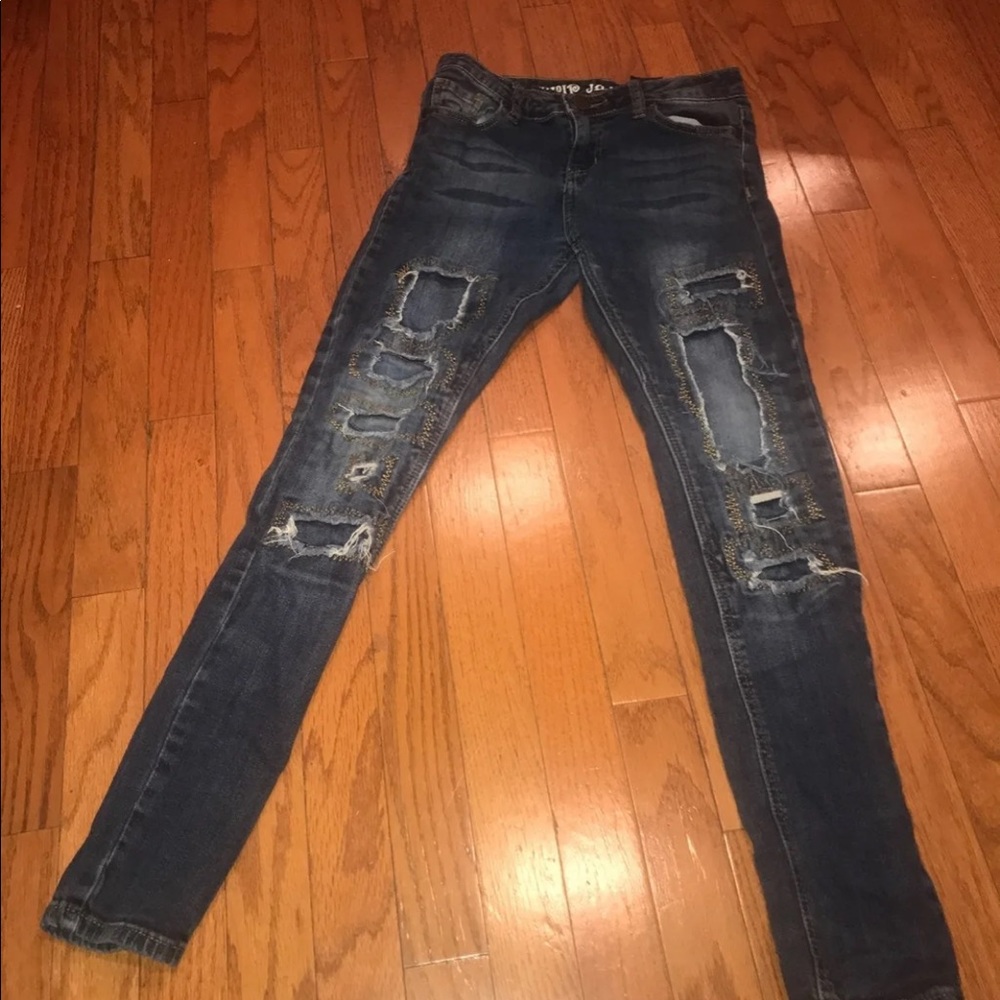VIP Jeans distressed ripped skinny jeans girls 14